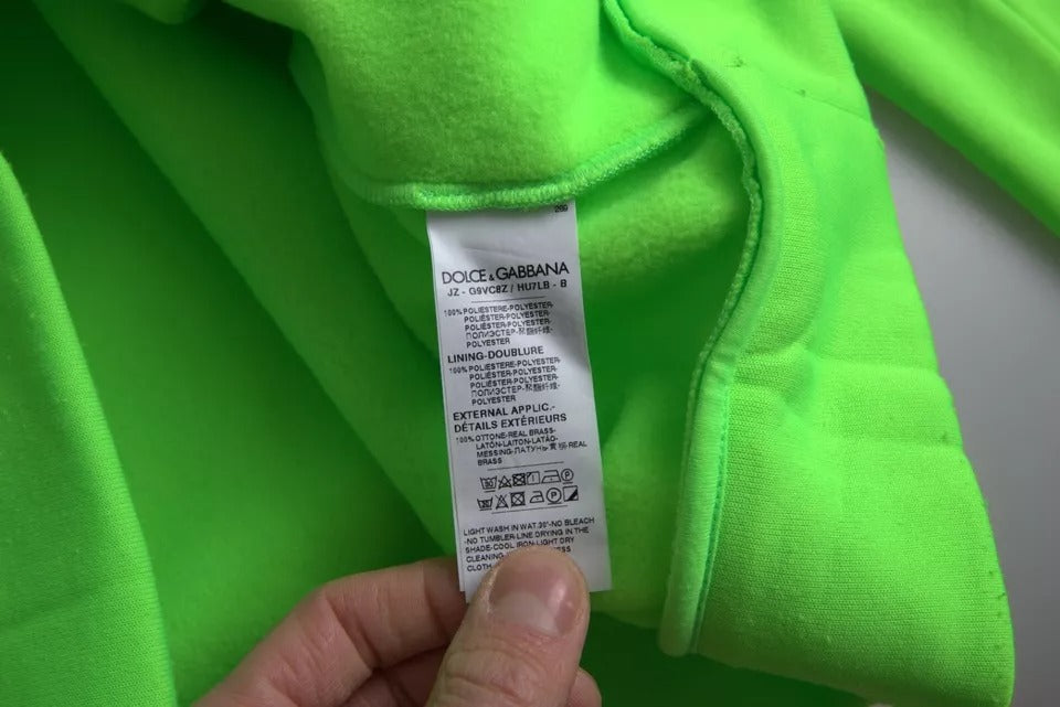 Dolce & Gabbana Neon Green Logo Pullover Capuchon Sweatshirt Trui