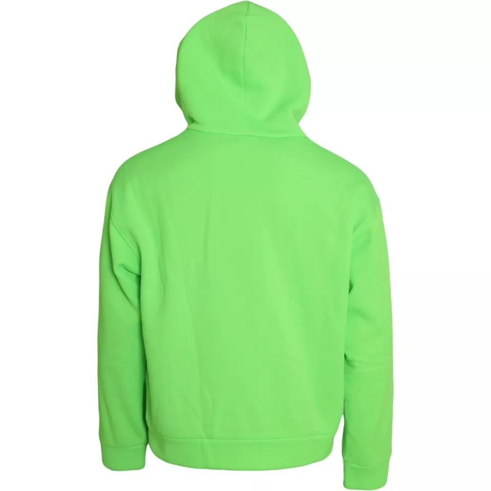 Dolce & Gabbana Neon Green Logo Pullover Capuchon Sweatshirt Trui