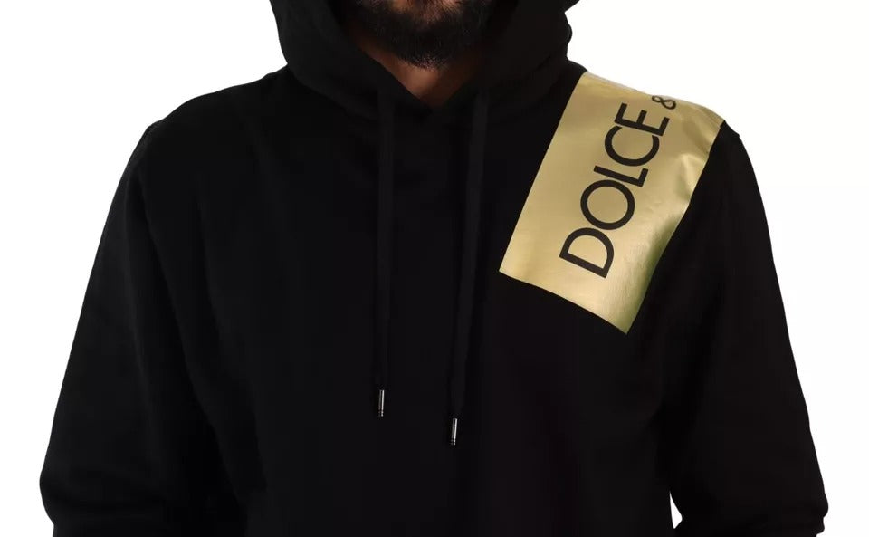 Dolce & Gabbana Zwart Goud Capuchon Katoenen Heren Pullover Trui