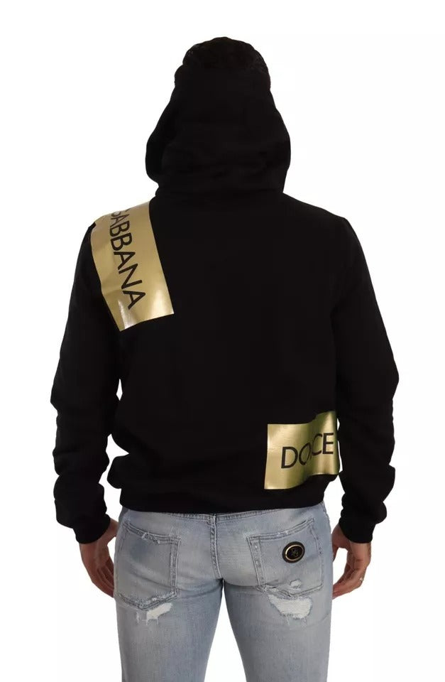 Dolce & Gabbana Zwart Goud Capuchon Katoenen Heren Pullover Trui