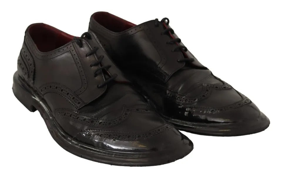 Dolce & Gabbana Zwarte Leren Brogue Oxford Dress Schoenen