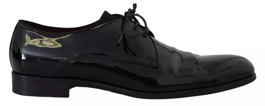 Dolce & Gabbana Zwarte Patent Leren Derby Dress Schoenen