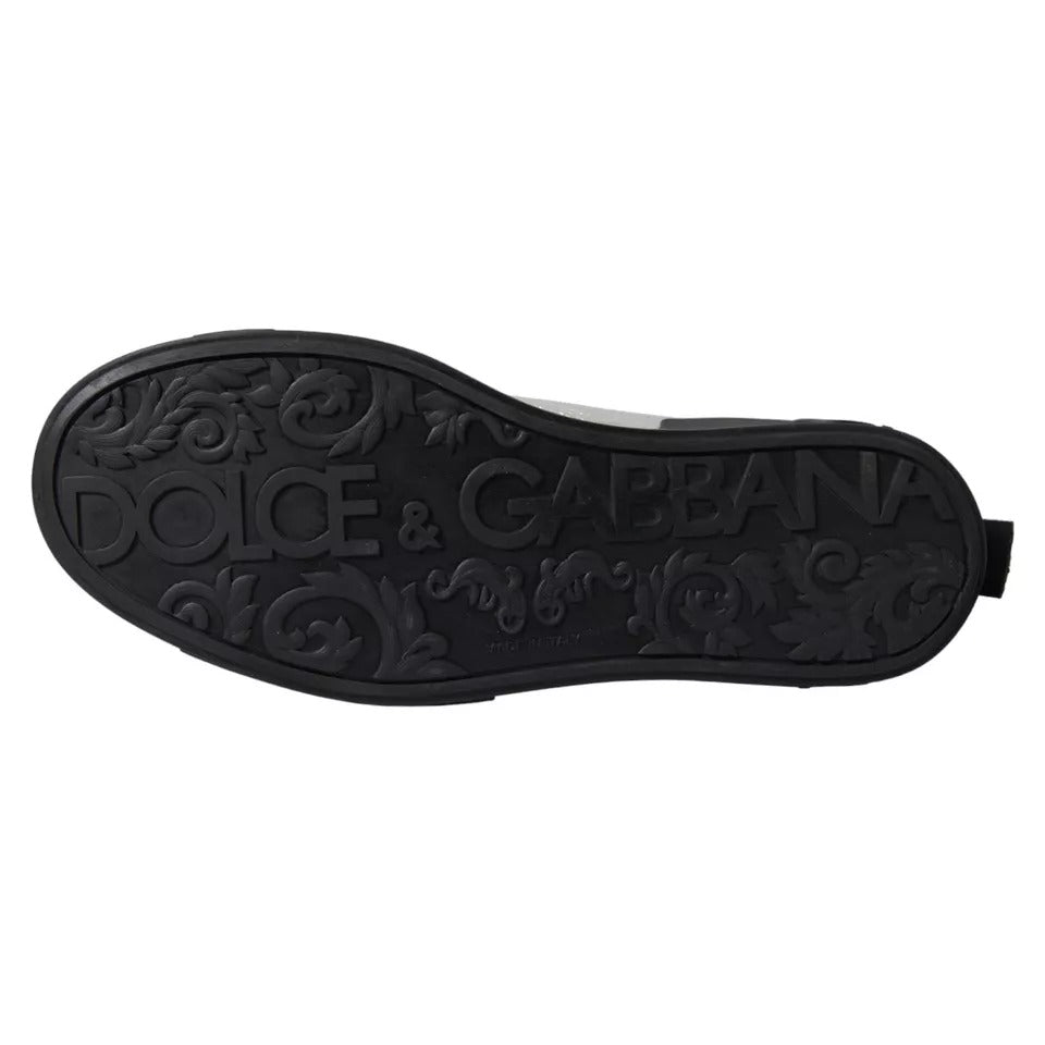 Dolce & Gabbana Black Silver Logo Mid Top Men Sneakers Shoes