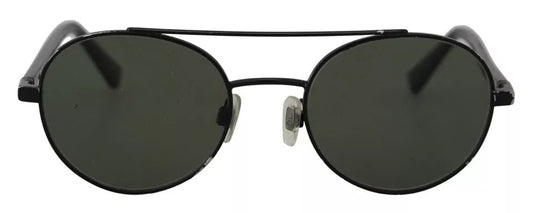 Dolce & Gabbana Matte Black Steel Frame Groene Lens DG2245 Zonnebril