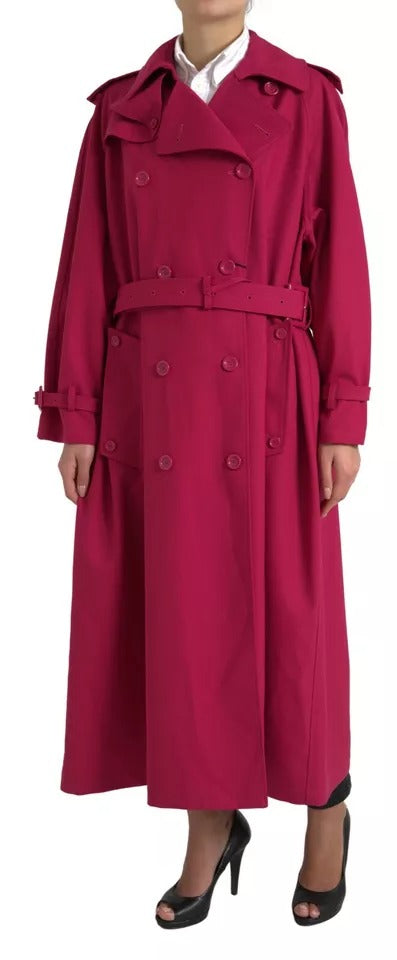 Dolce & Gabbana donkerroze double breasted trenchcoat jas