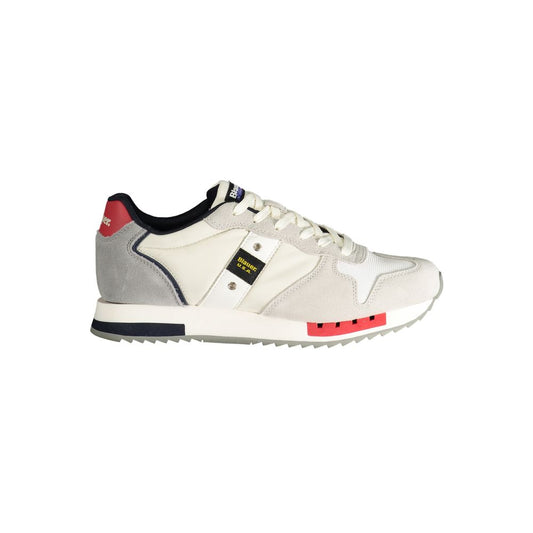 Blauer witte polyester sneaker