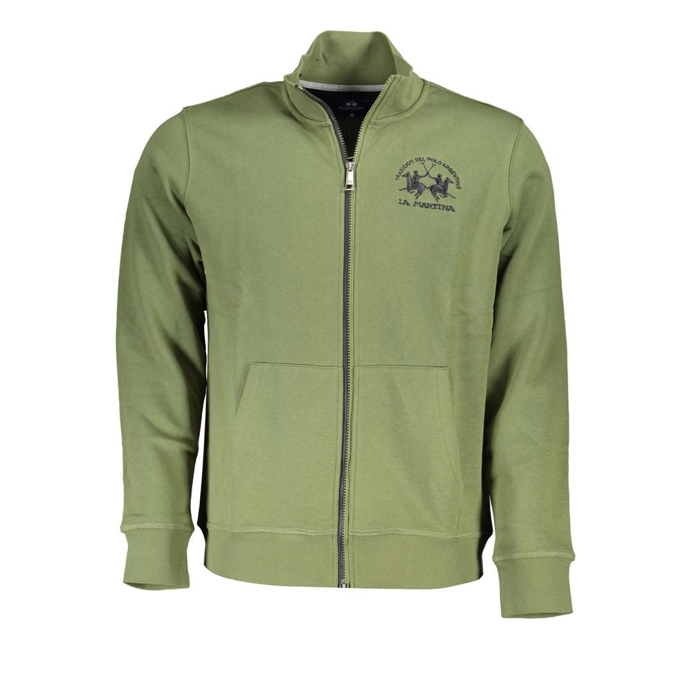 La Martina Classic Groene Fleece Sweatshirt met Rits