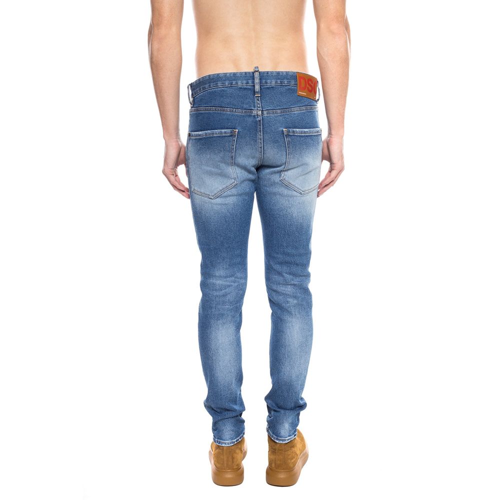 Dsquared������ Blauwe katoenen distressed jeans voor heren