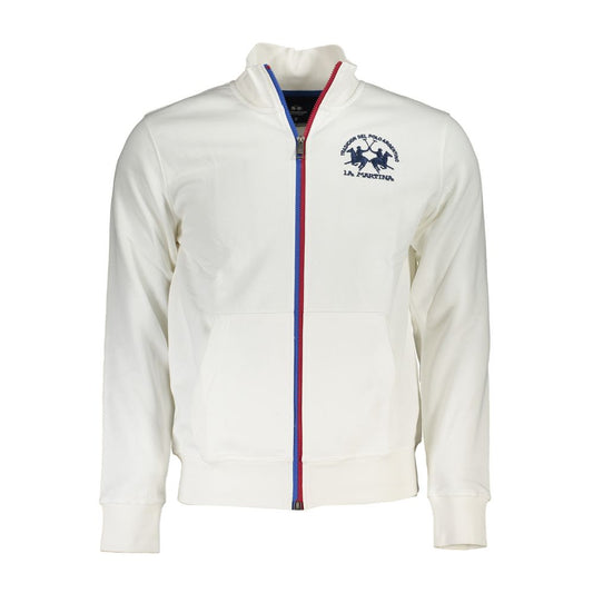 La Martina Elegante Witte Fleece Sweatshirt met Borduurwerk