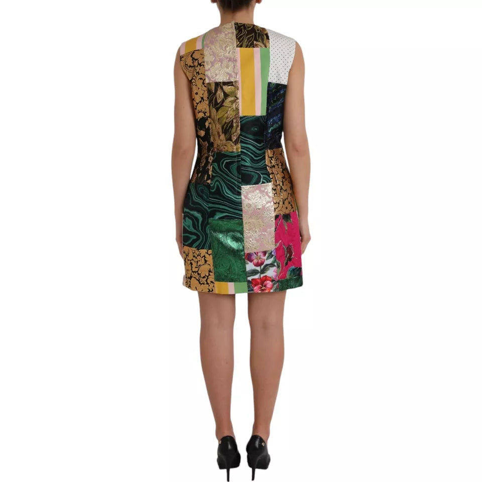 Dolce & Gabbana Multicolor Jacquard Patchwork Shiftjurk