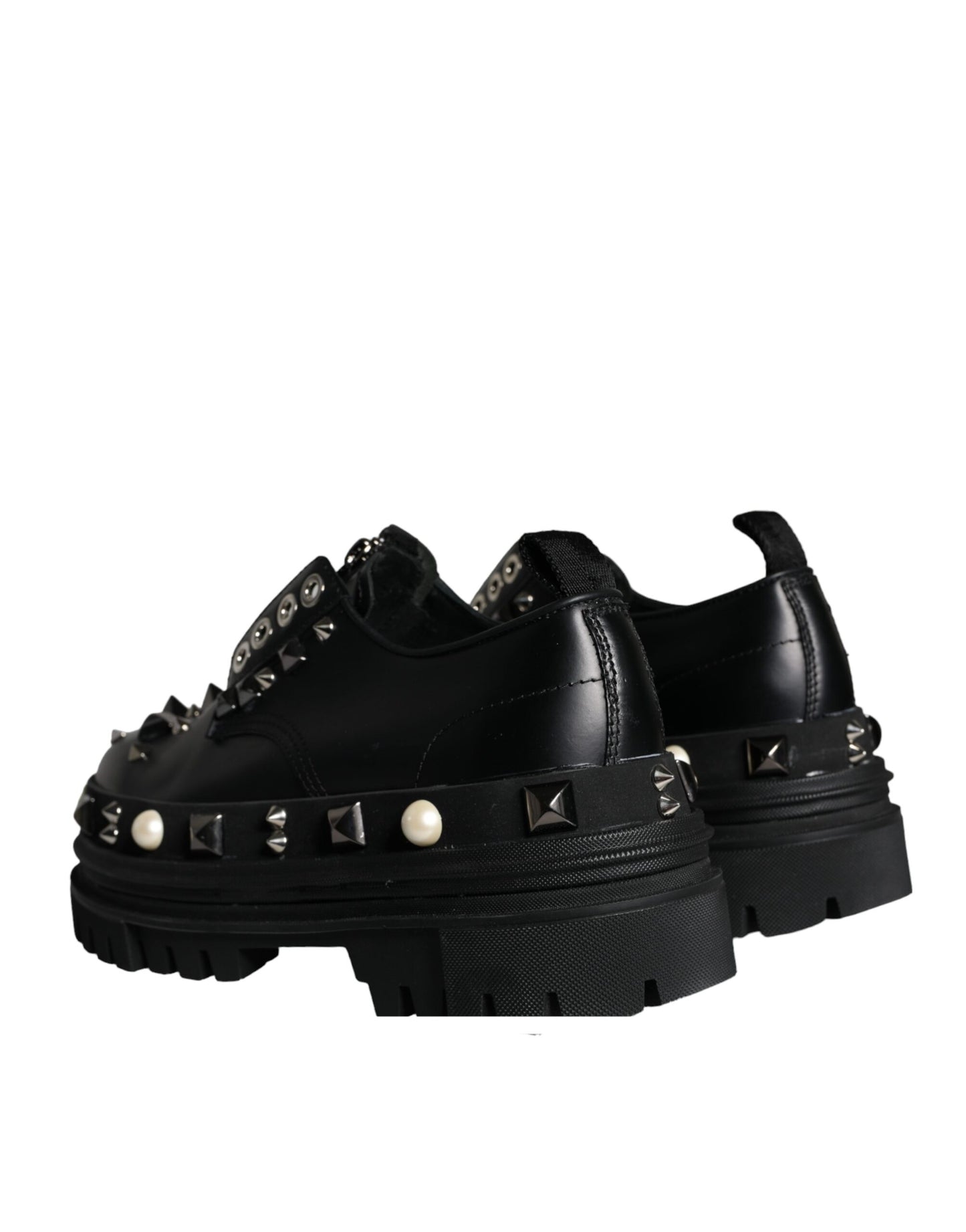 Dolce & Gabbana Black Trekking Studded Derby Sneakers Shoes