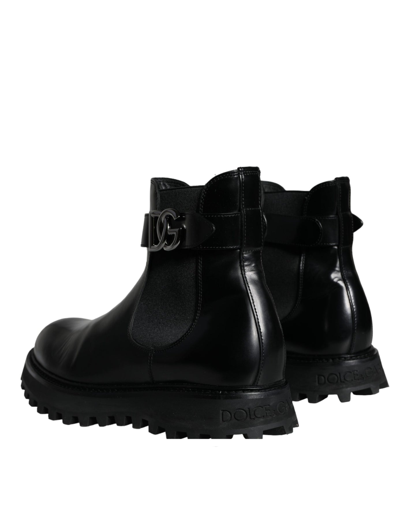 Dolce & Gabbana Black Belted DG Logo Heren Chelsea Boots Schoenen