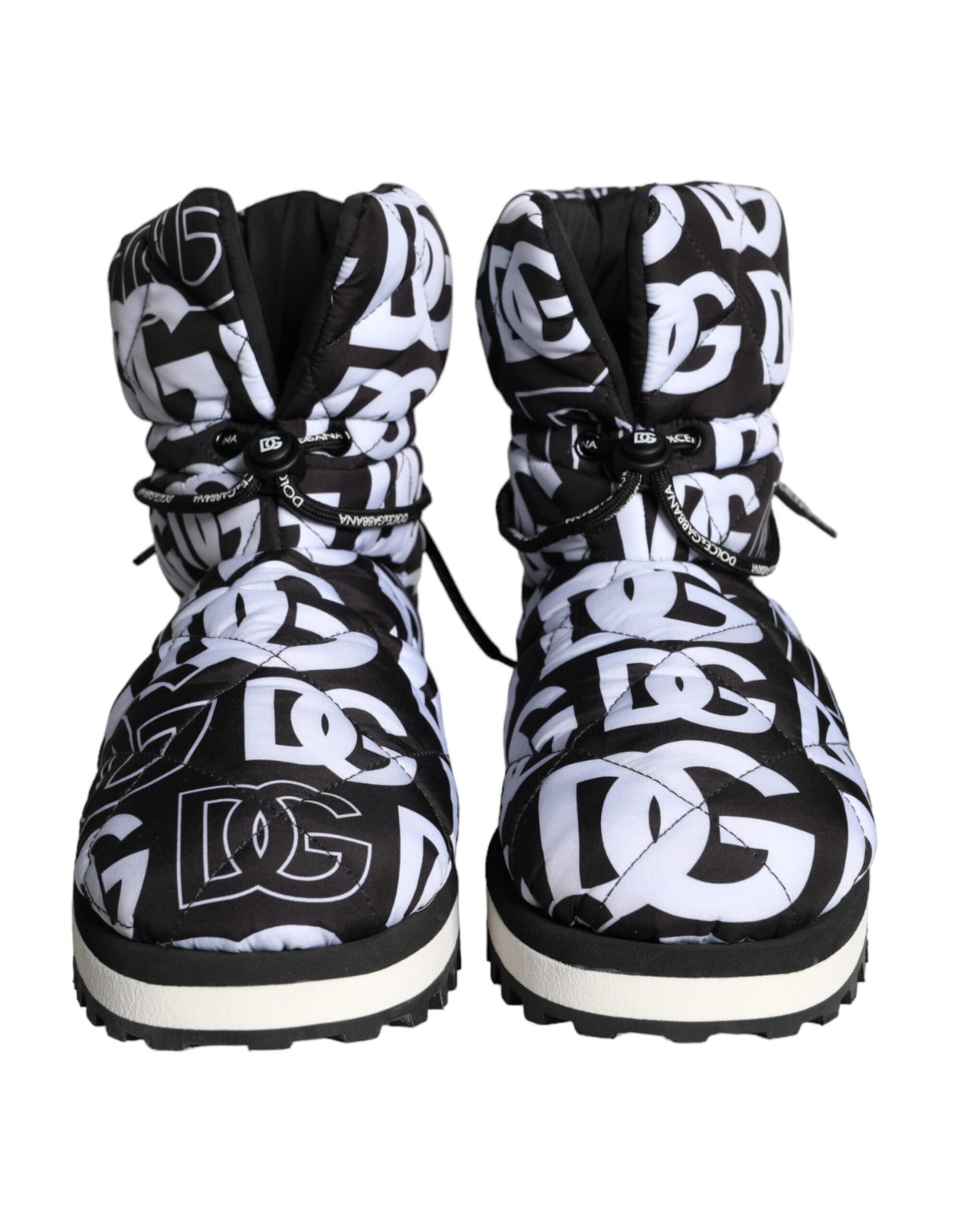 Dolce & Gabbana Zwarte Logo Nylon Gevoerde Mid Calf Laarzen Schoenen