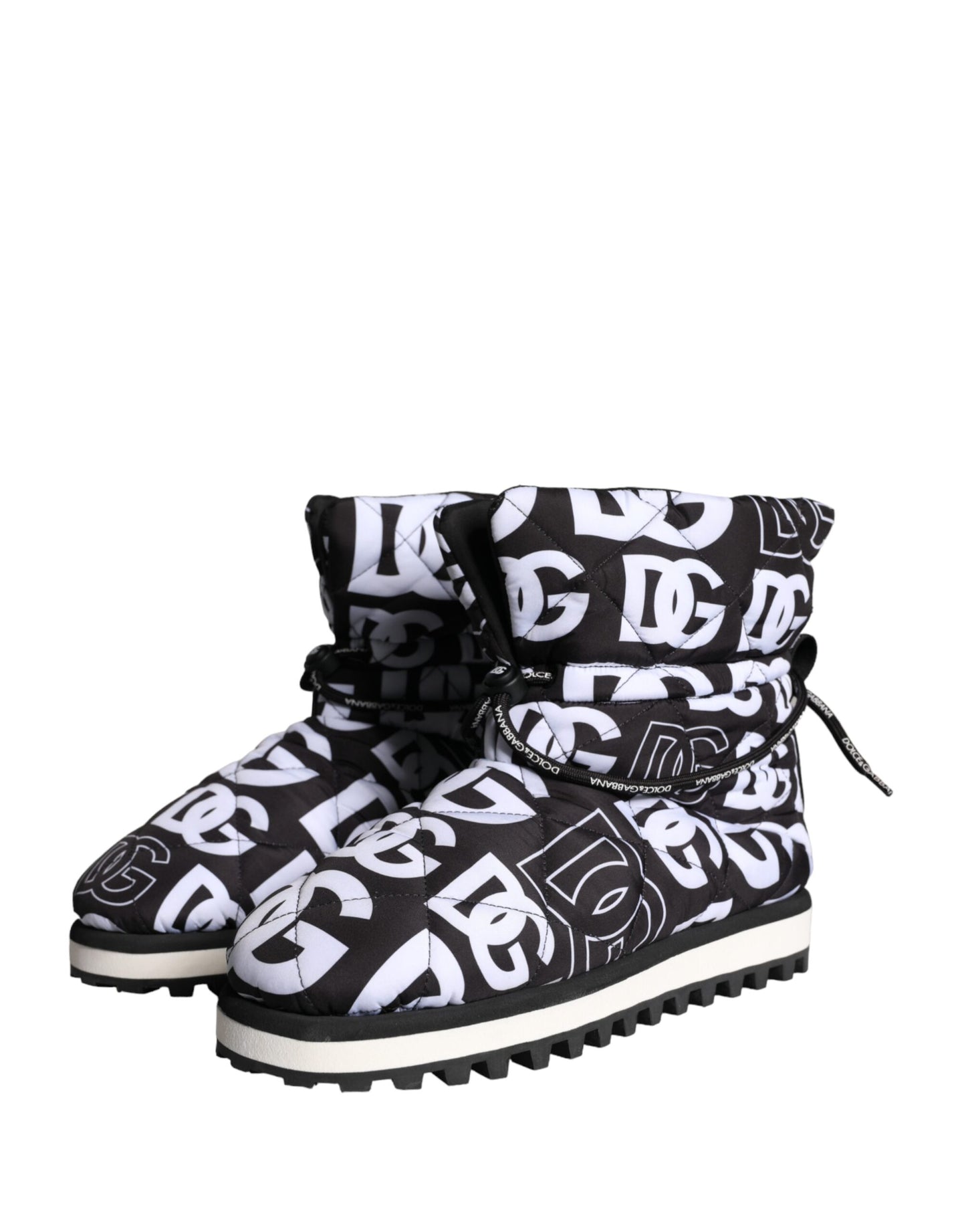 Dolce & Gabbana Zwarte Logo Nylon Gevoerde Mid Calf Laarzen Schoenen