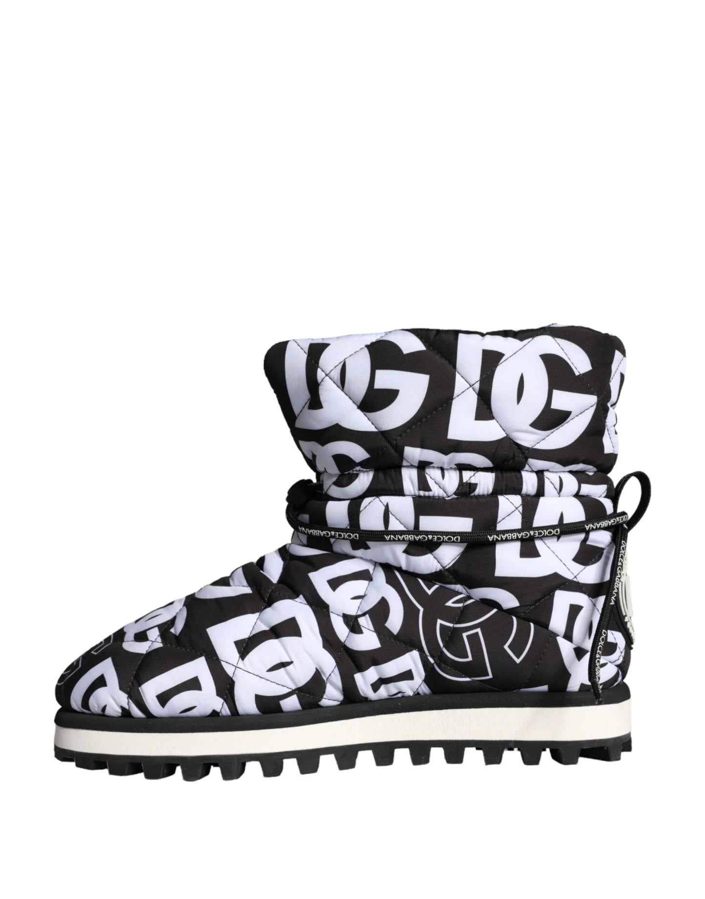 Dolce & Gabbana Zwarte Logo Nylon Gevoerde Mid Calf Laarzen Schoenen