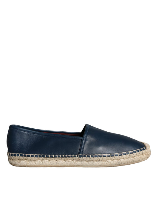 Dolce & Gabbana Blauwe Leren Espadrille Flats Schoenen