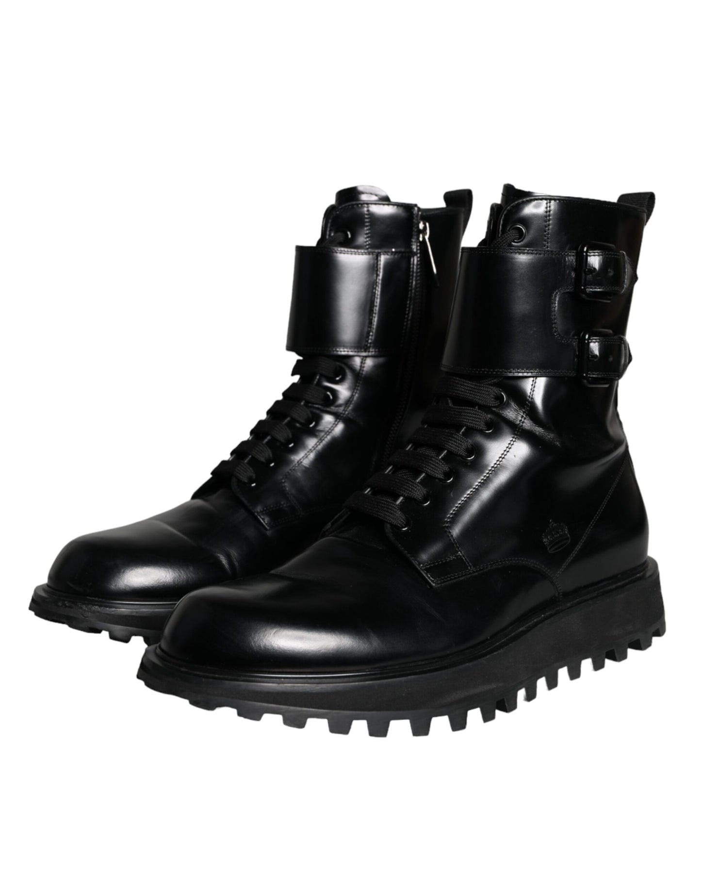 Dolce & Gabbana Zwarte Leren Veterschoenen Heren Mid Calf Laarzen Schoenen