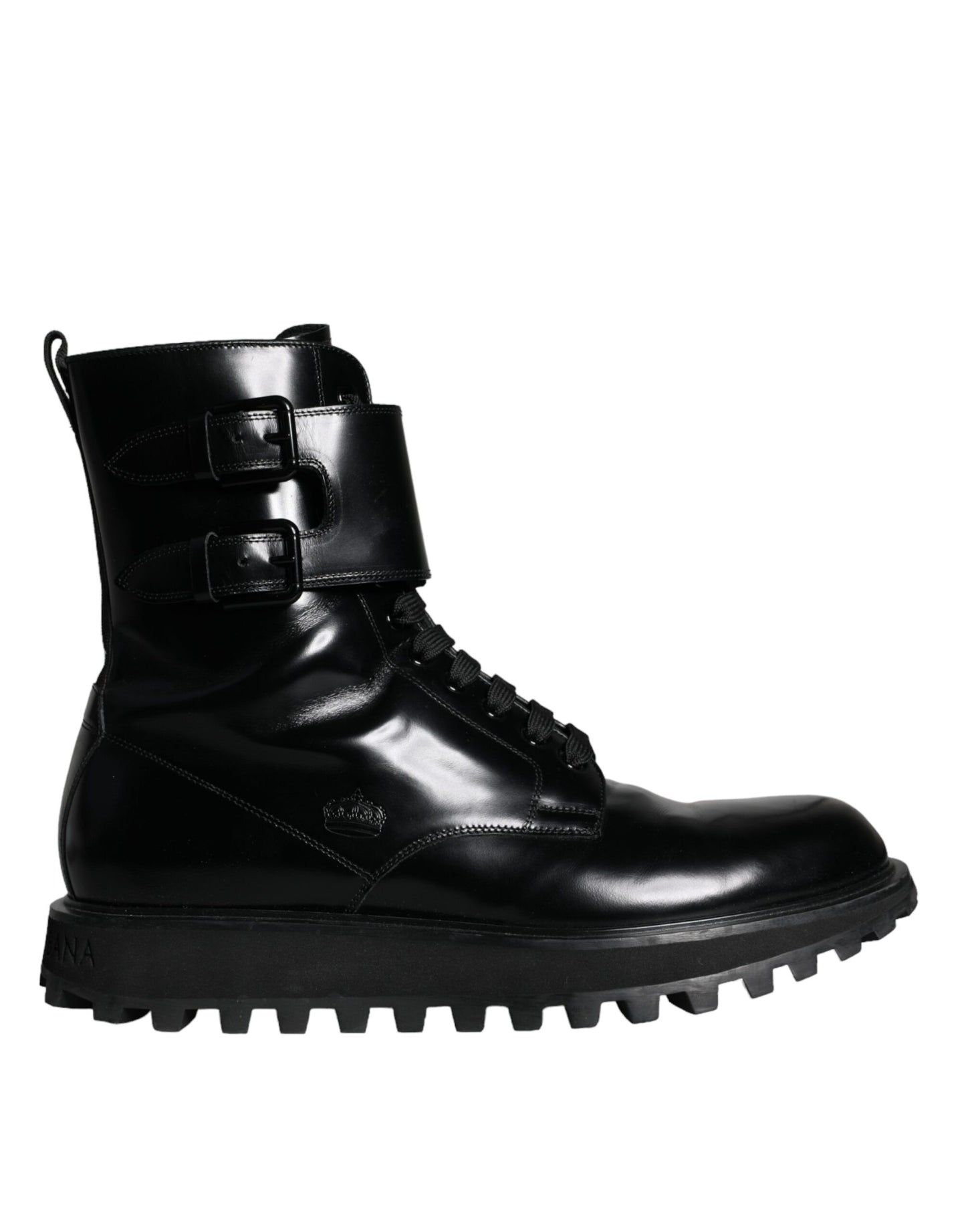 Dolce & Gabbana Zwarte Leren Veterschoenen Heren Mid Calf Laarzen Schoenen