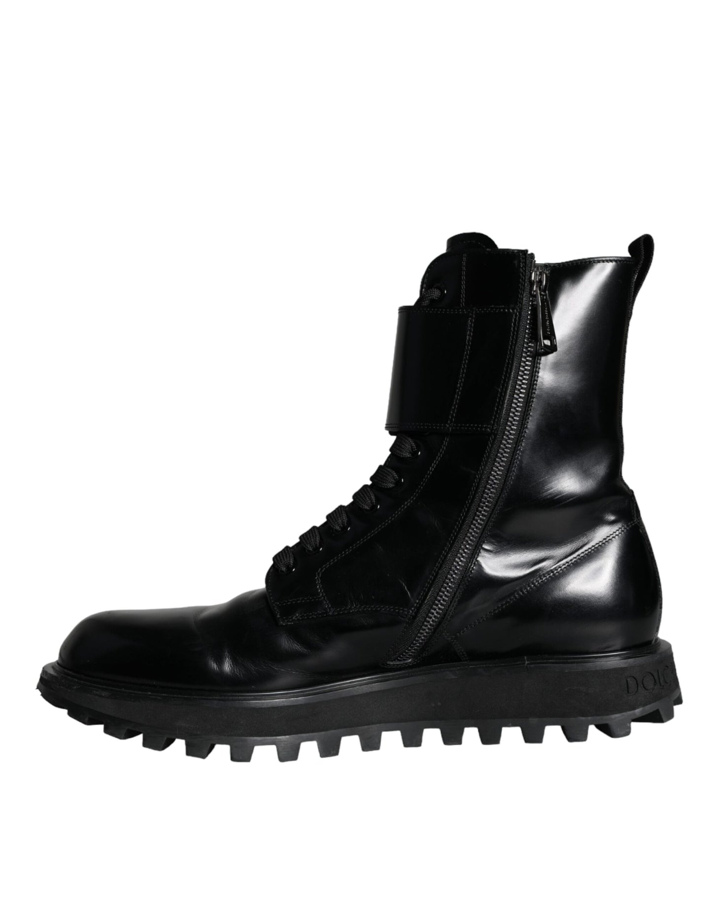 Dolce & Gabbana Zwarte Leren Veterschoenen Heren Mid Calf Laarzen Schoenen