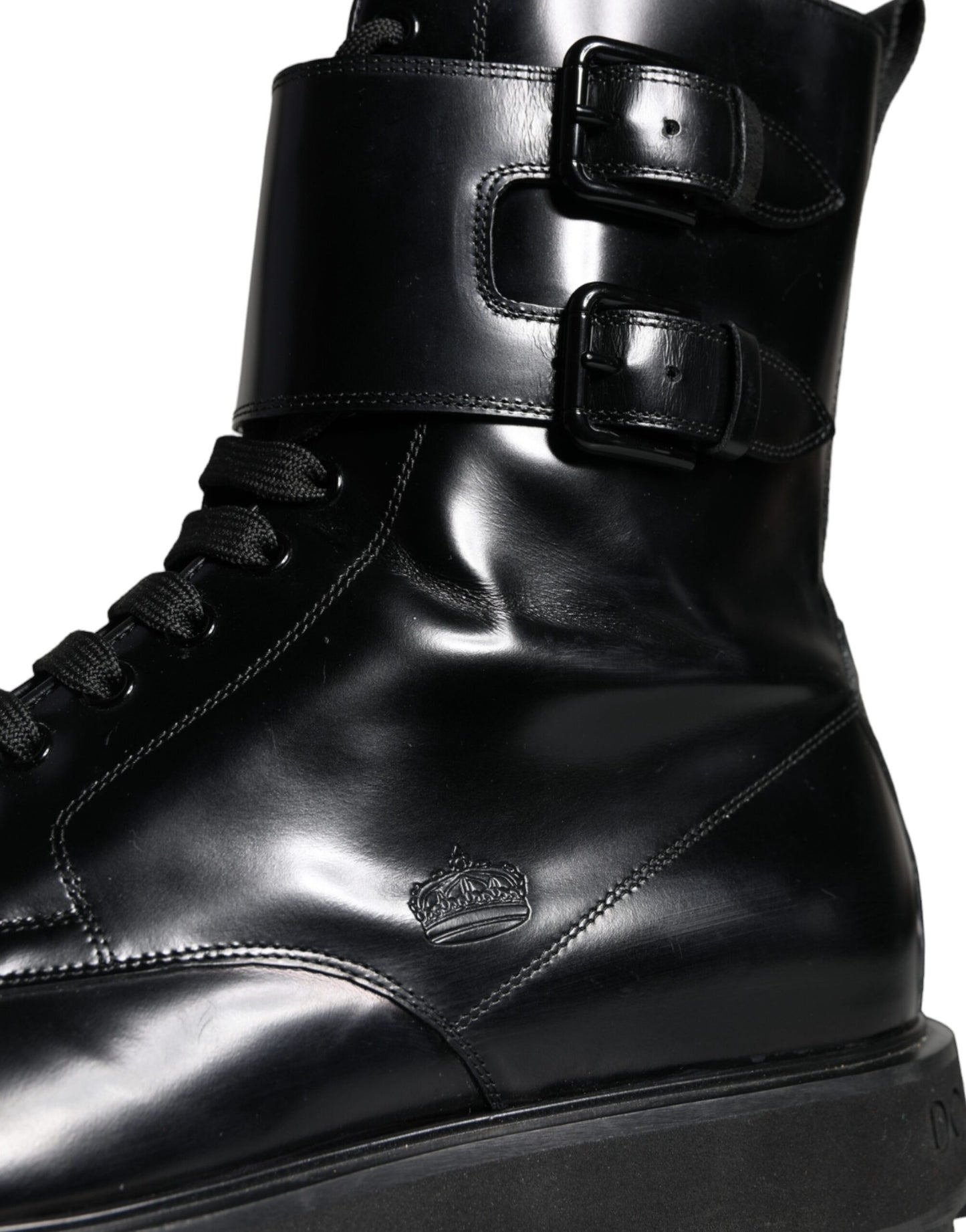 Dolce & Gabbana Zwarte Leren Veterschoenen Heren Mid Calf Laarzen Schoenen