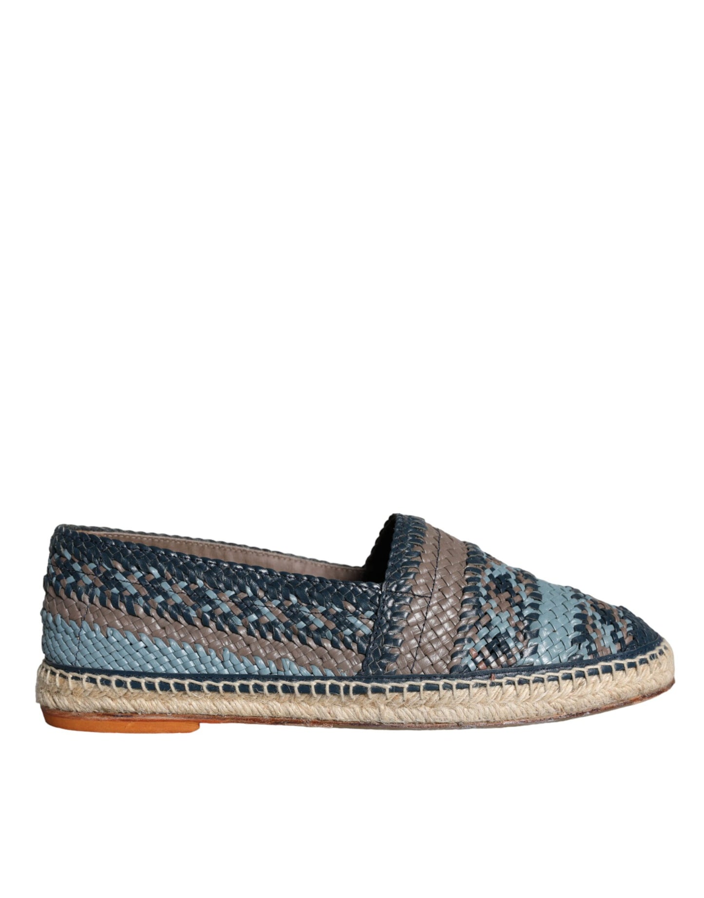 Dolce & Gabbana Blauwgrijze Geweven Leren Buffelleren Espadrille Schoenen