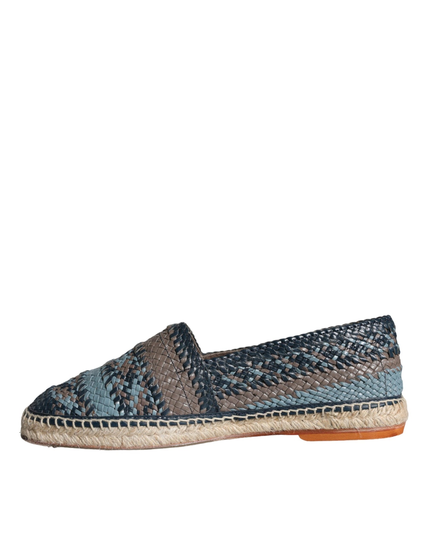 Dolce & Gabbana Blauwgrijze Geweven Leren Buffelleren Espadrille Schoenen