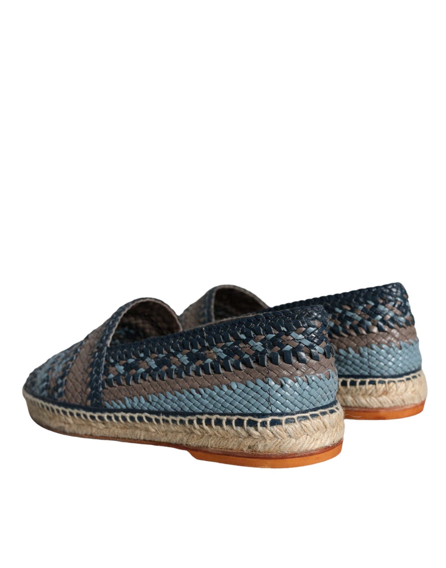 Dolce & Gabbana Blauwgrijze Geweven Leren Buffelleren Espadrille Schoenen