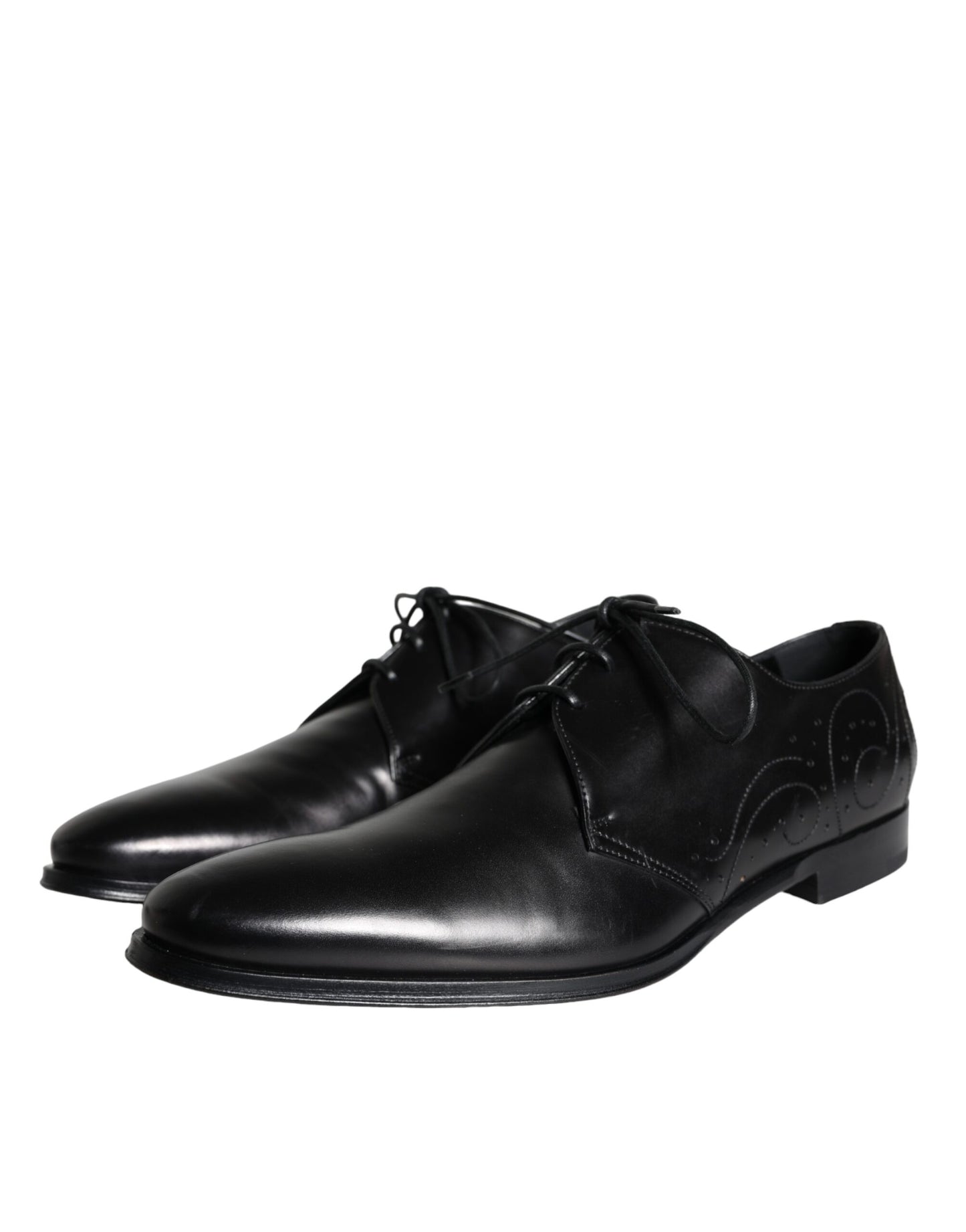 Dolce & Gabbana Zwarte Kalfsleren Derby Heren Dress Schoenen