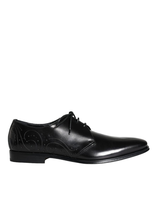 Dolce & Gabbana Zwarte Kalfsleren Derby Heren Dress Schoenen