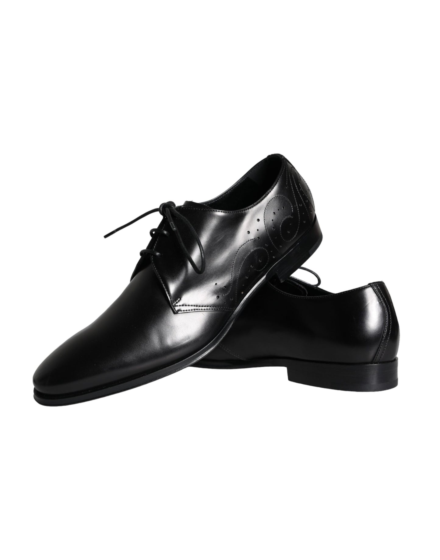 Dolce & Gabbana Zwarte Kalfsleren Derby Heren Dress Schoenen