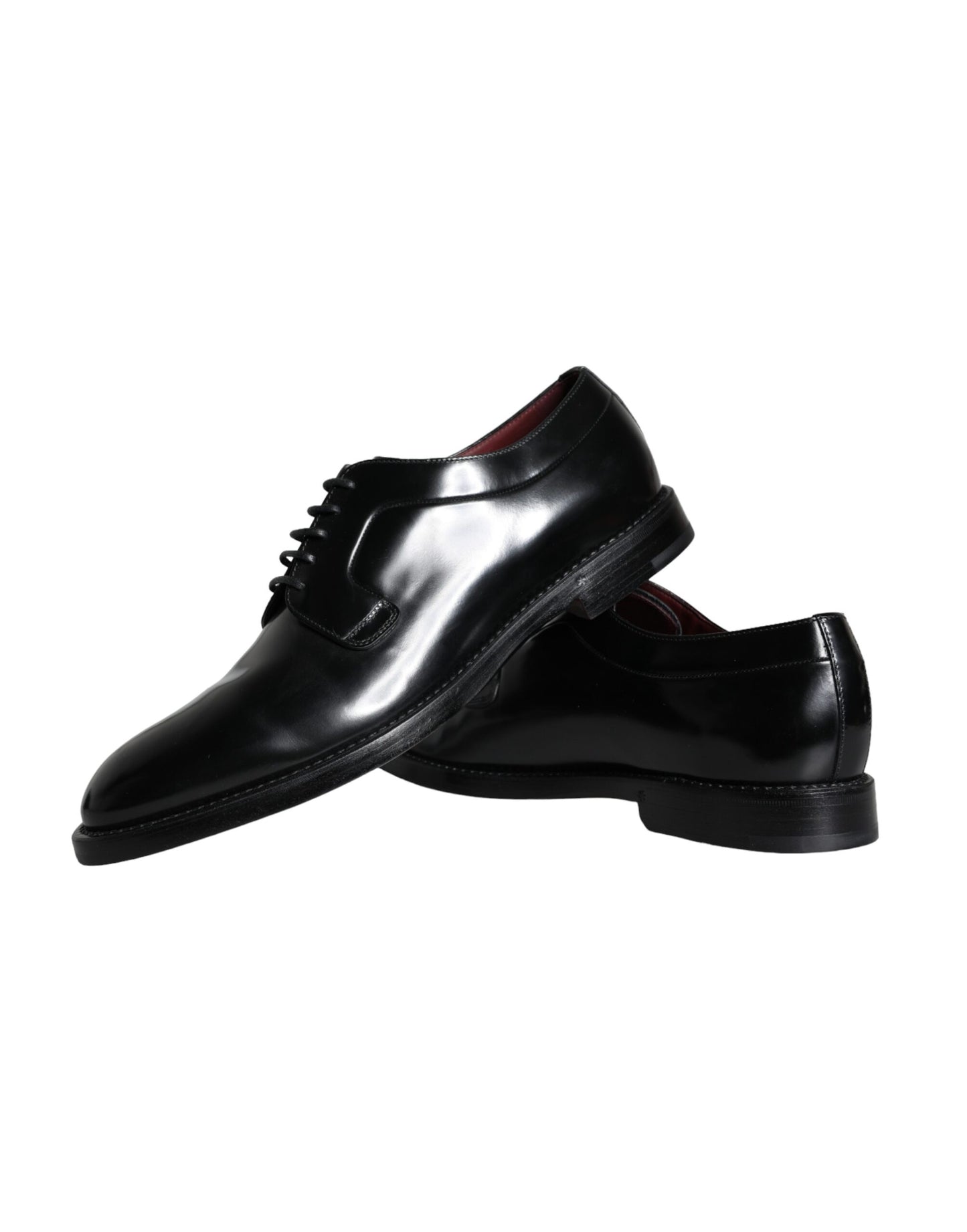 Dolce & Gabbana Zwarte Kalfsleren Derby Heren Dress Schoenen