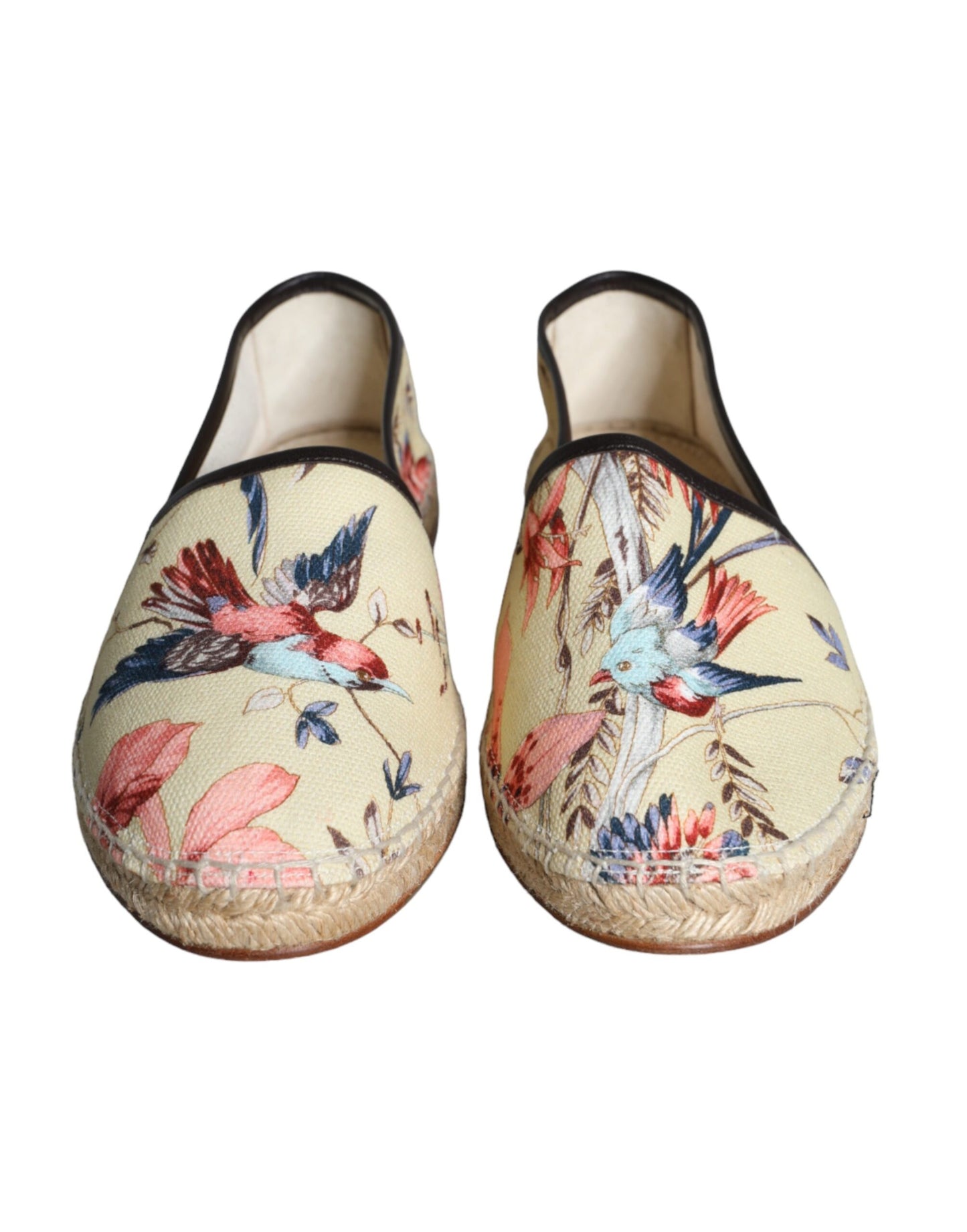 Dolce & Gabbana Beige Floral Canvas Espadrilles Slip On Schoenen