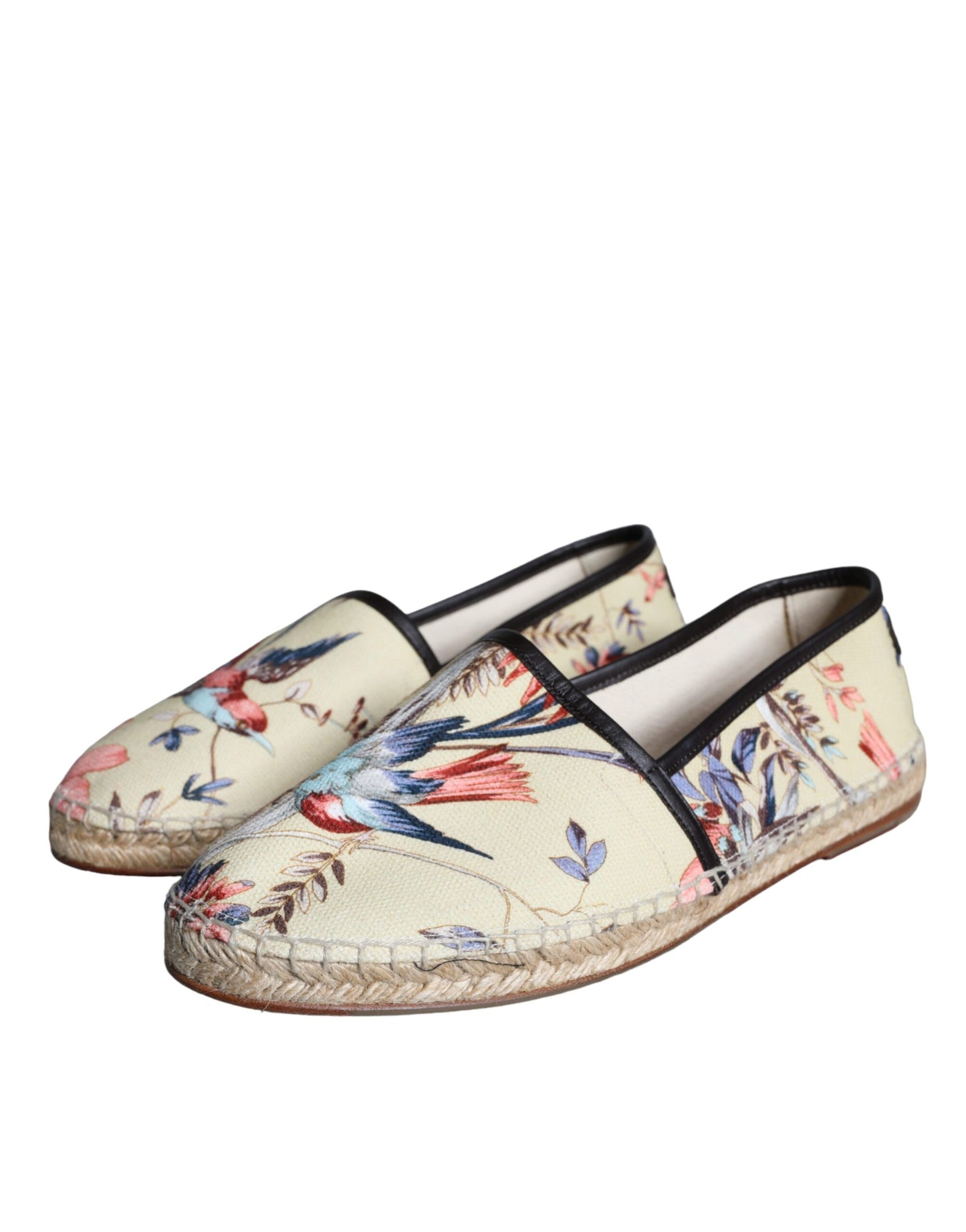 Dolce & Gabbana Beige Floral Canvas Espadrilles Slip On Schoenen