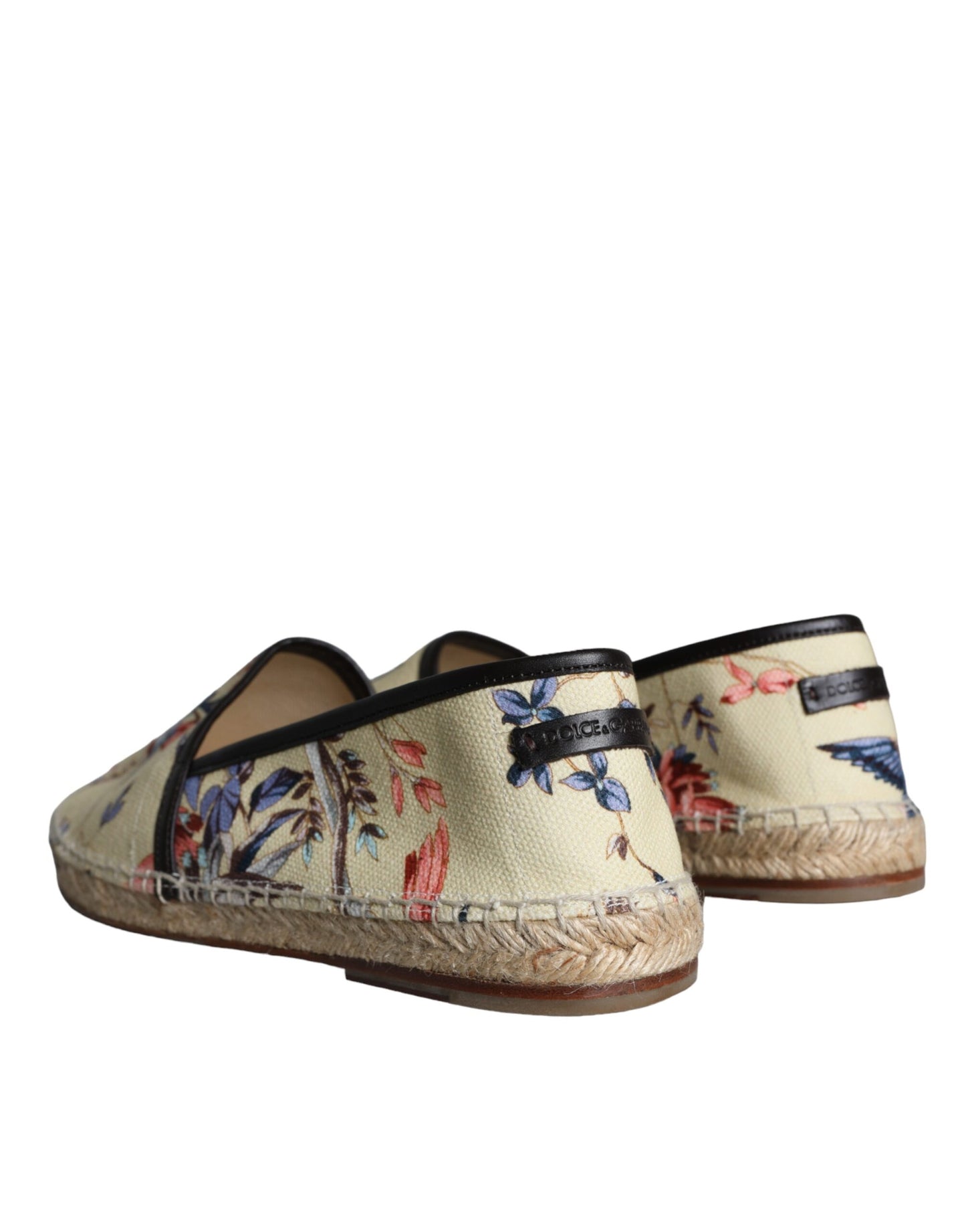 Dolce & Gabbana Beige Floral Canvas Espadrilles Slip On Schoenen