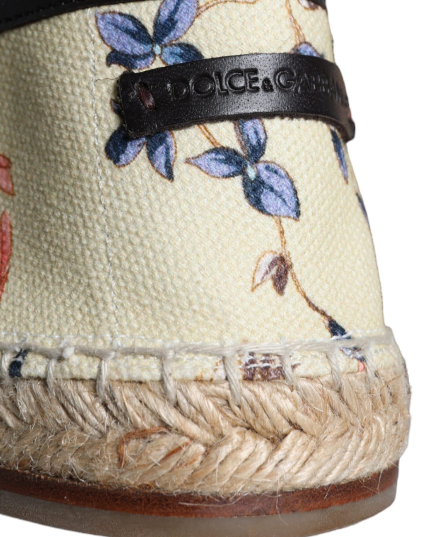 Dolce & Gabbana Beige Floral Canvas Espadrilles Slip On Schoenen