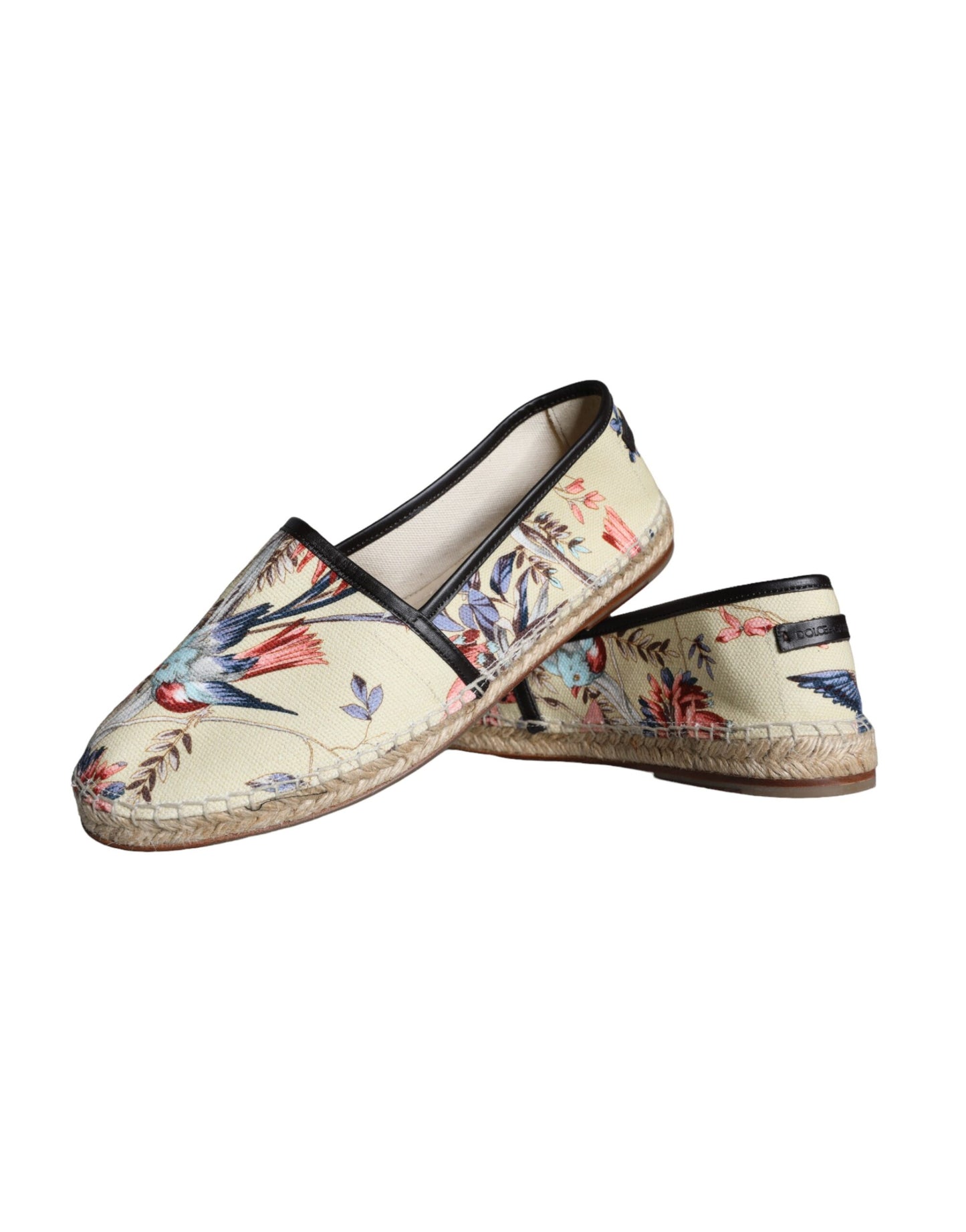 Dolce & Gabbana Beige Floral Canvas Espadrilles Slip On Schoenen