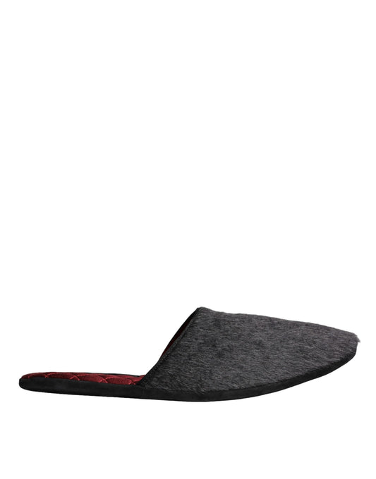 Dolce & Gabbana Zwarte Faux Fur Slippers Slip On Schoenen