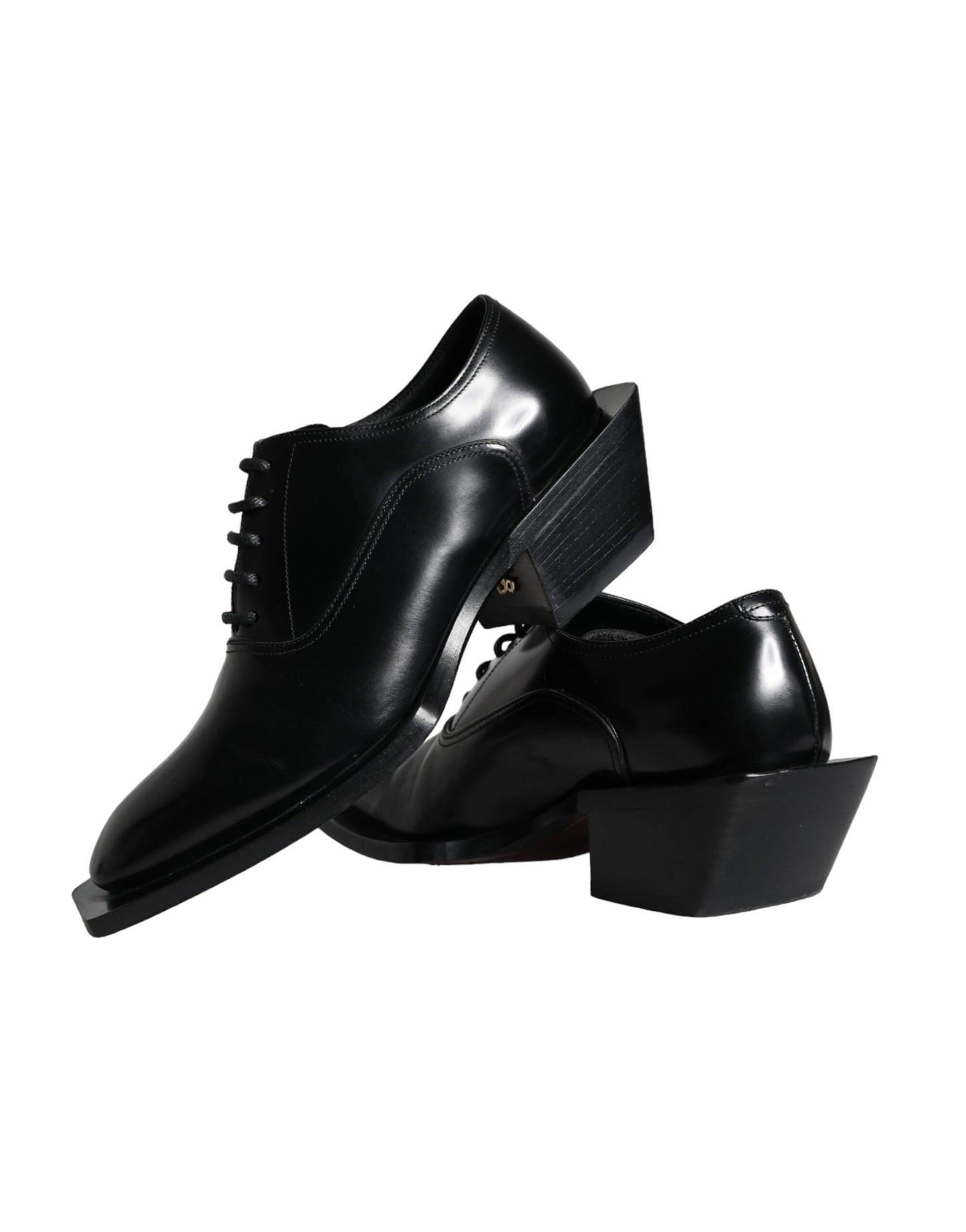 Dolce & Gabbana Zwarte Kalfsleren Derby Dress Herenschoenen