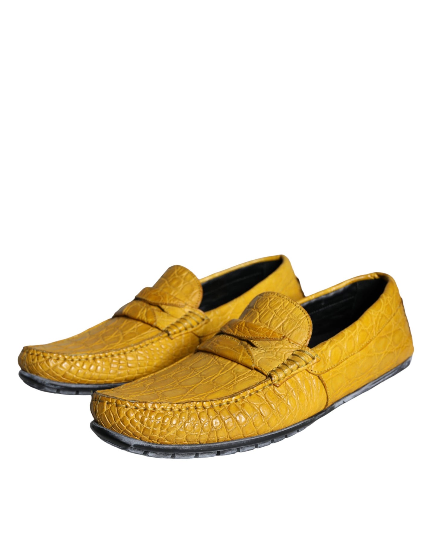 Dolce & Gabbana Gele Leren Slip Mocassin Loafers Schoenen