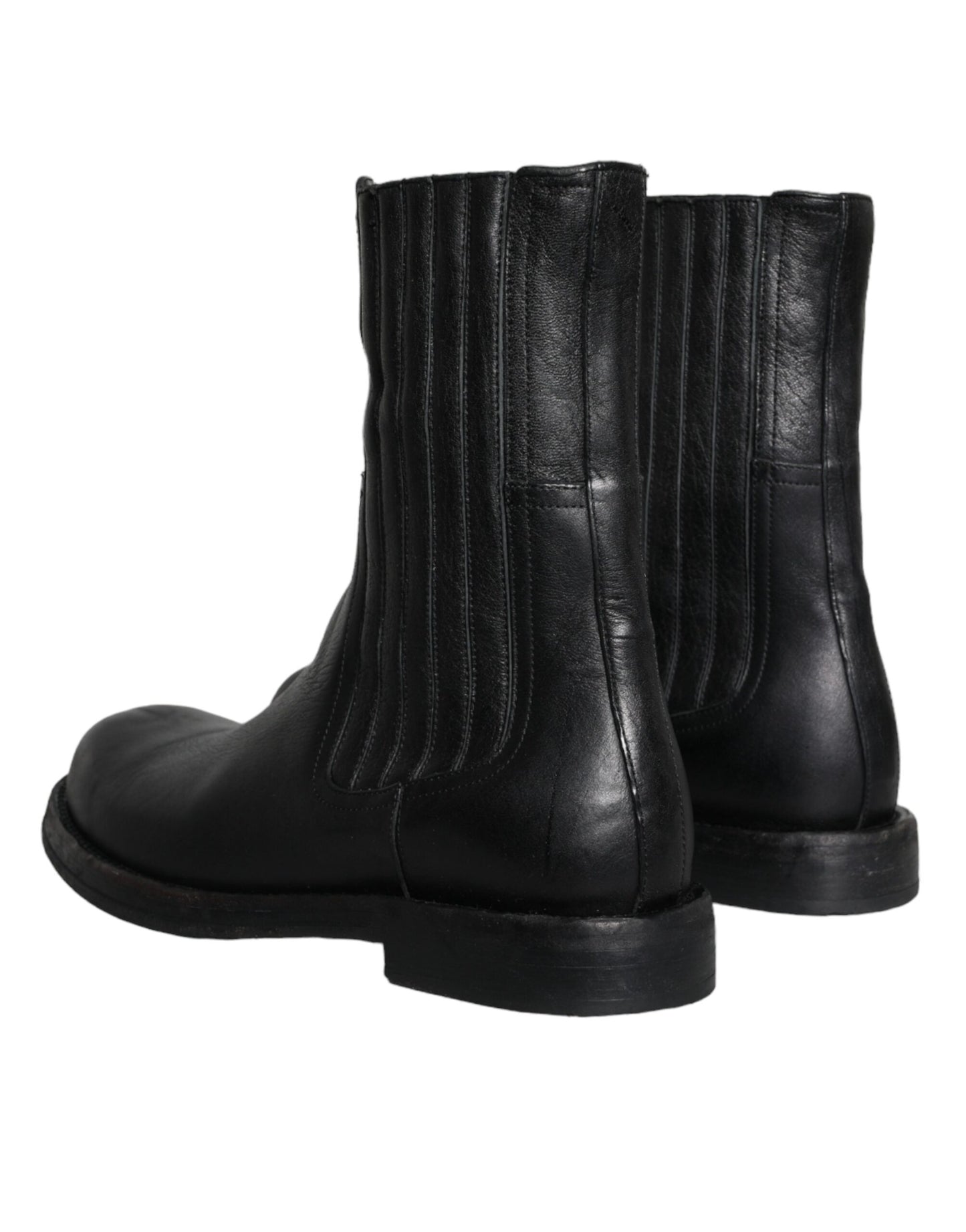 Dolce & Gabbana Zwarte Paardenleren Mid Calf Laarzen Herenschoenen