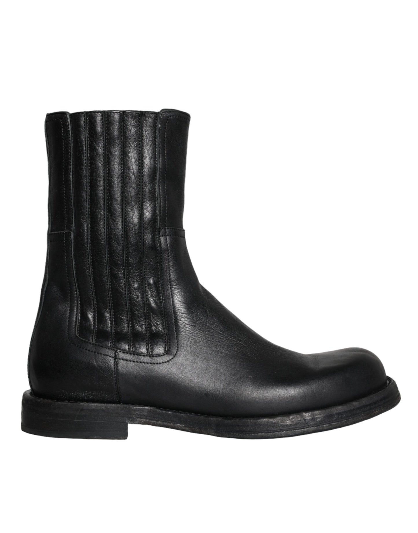 Dolce & Gabbana Zwarte Paardenleren Mid Calf Laarzen Herenschoenen