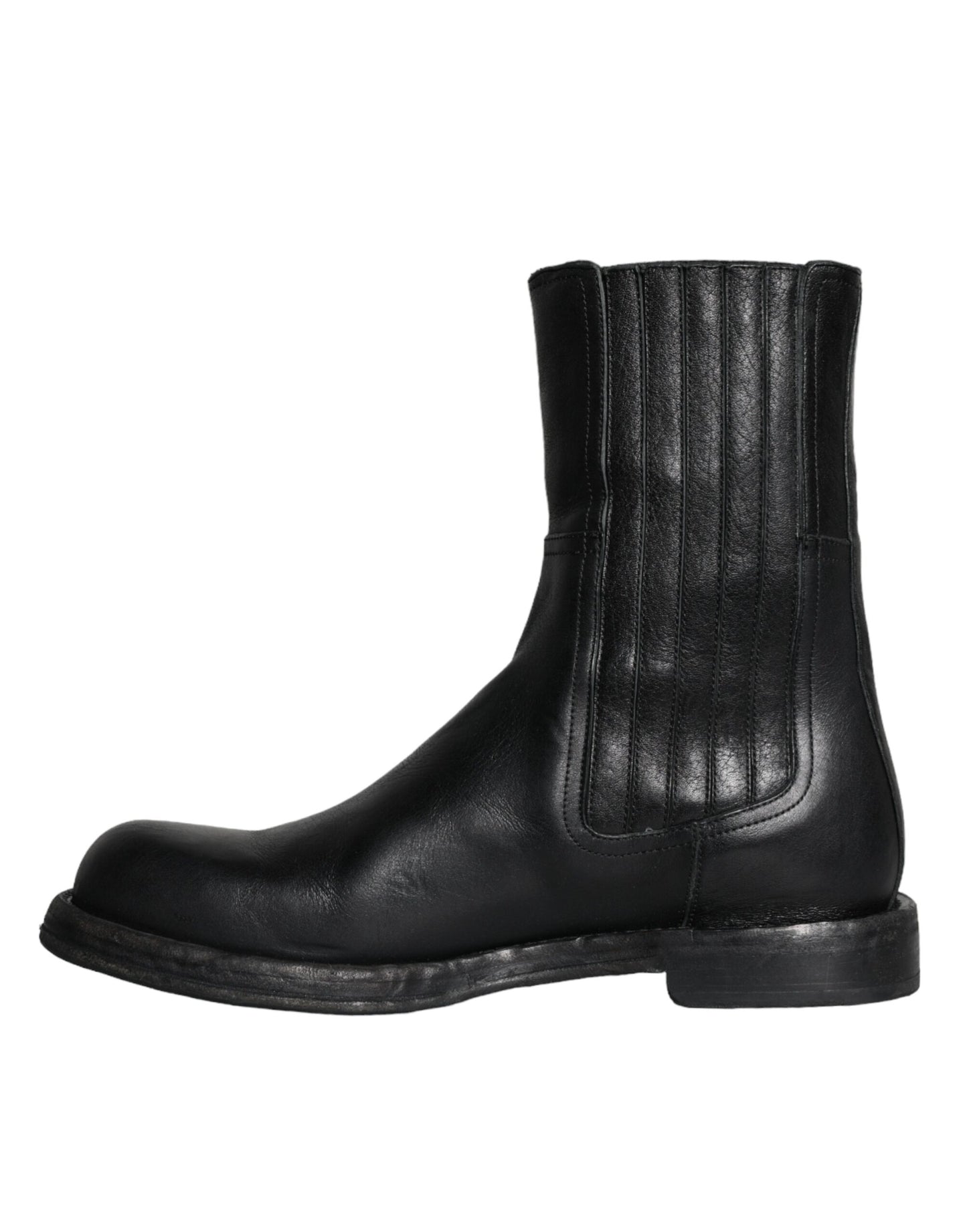 Dolce & Gabbana Zwarte Paardenleren Mid Calf Laarzen Herenschoenen