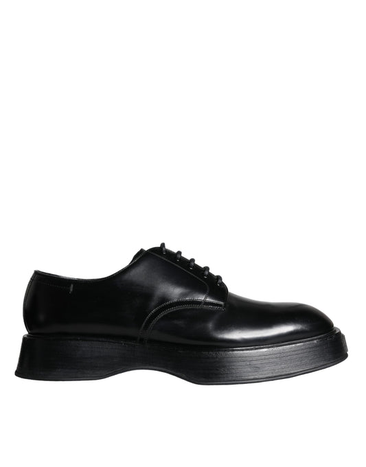 Dolce & Gabbana Zwarte Kalfsleren Derby Formele Schoenen