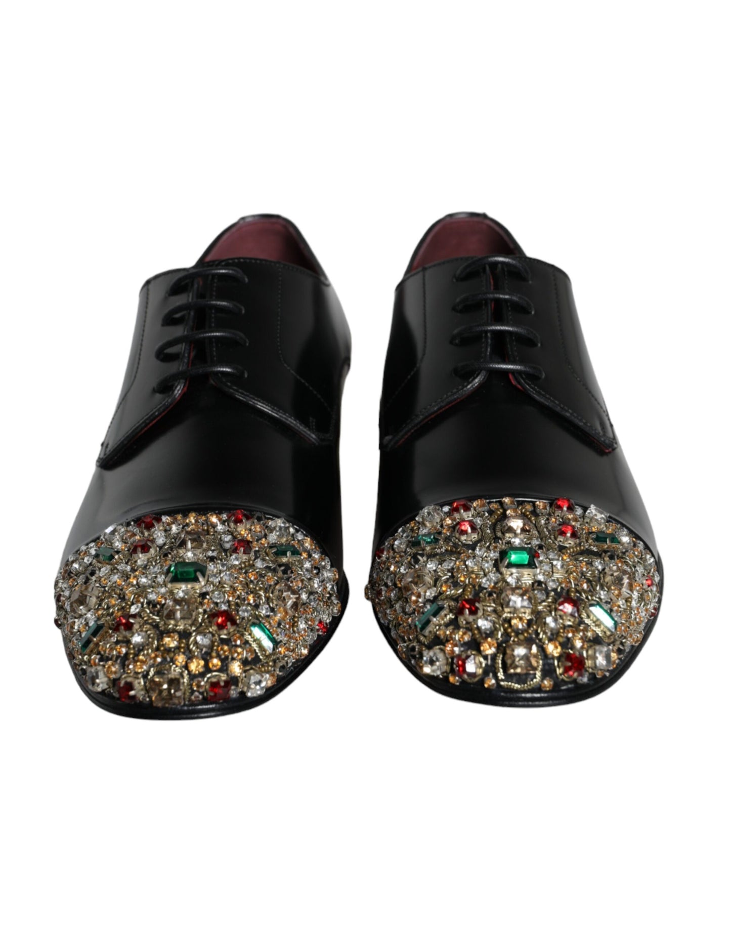 Dolce & Gabbana Zwarte Leren RUNWAY POSITANO Crystal Derby Herenschoenen