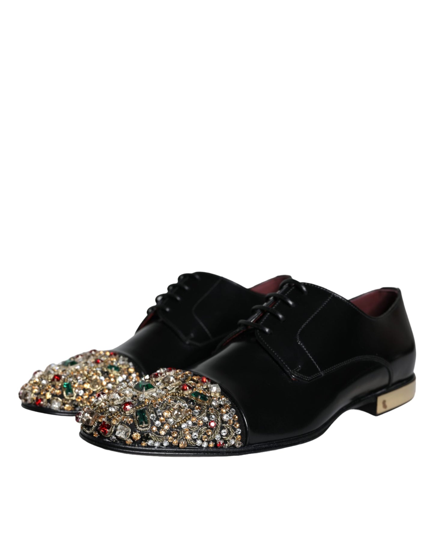 Dolce & Gabbana Zwarte Leren RUNWAY POSITANO Crystal Derby Herenschoenen