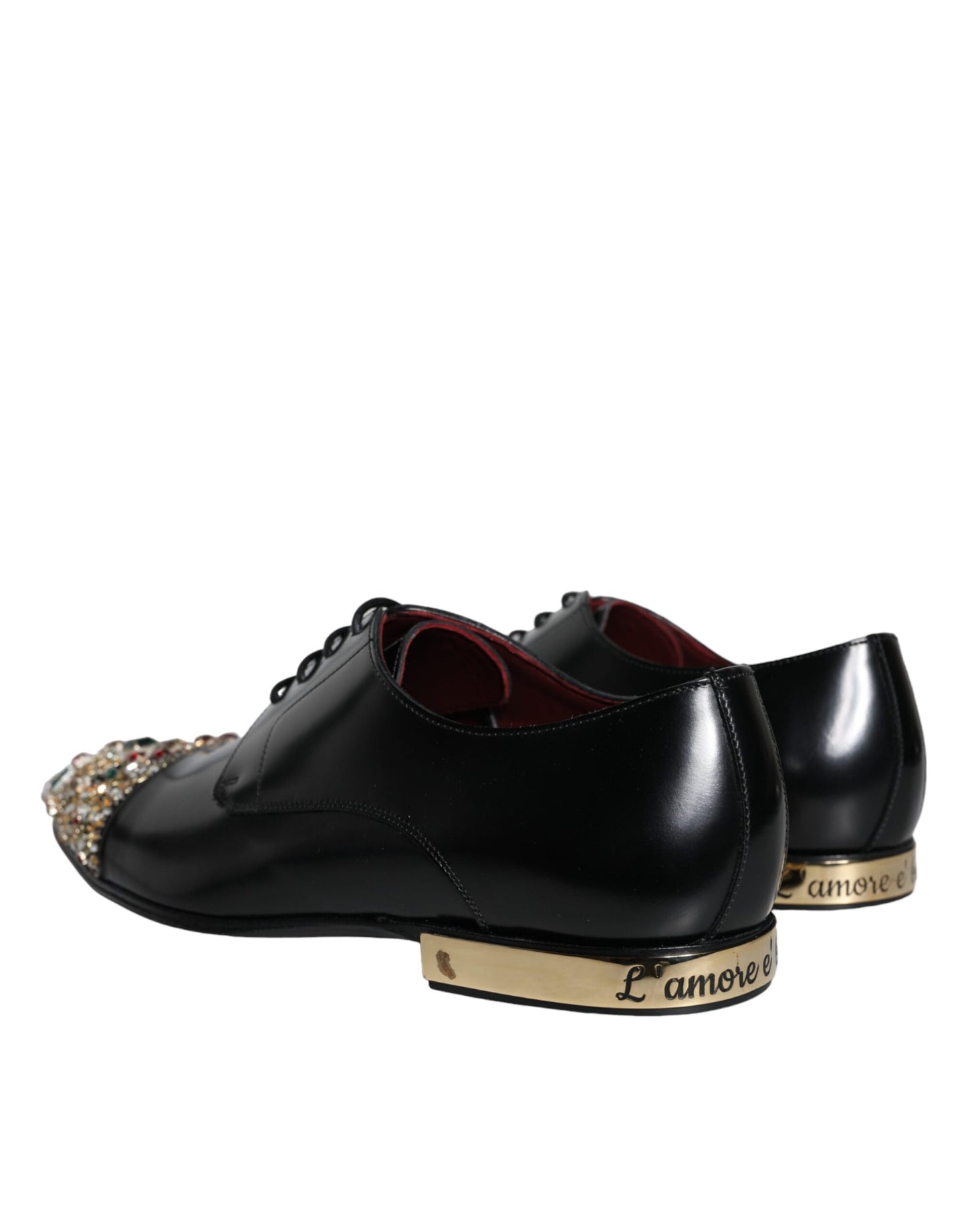 Dolce & Gabbana Zwarte Leren RUNWAY POSITANO Crystal Derby Herenschoenen