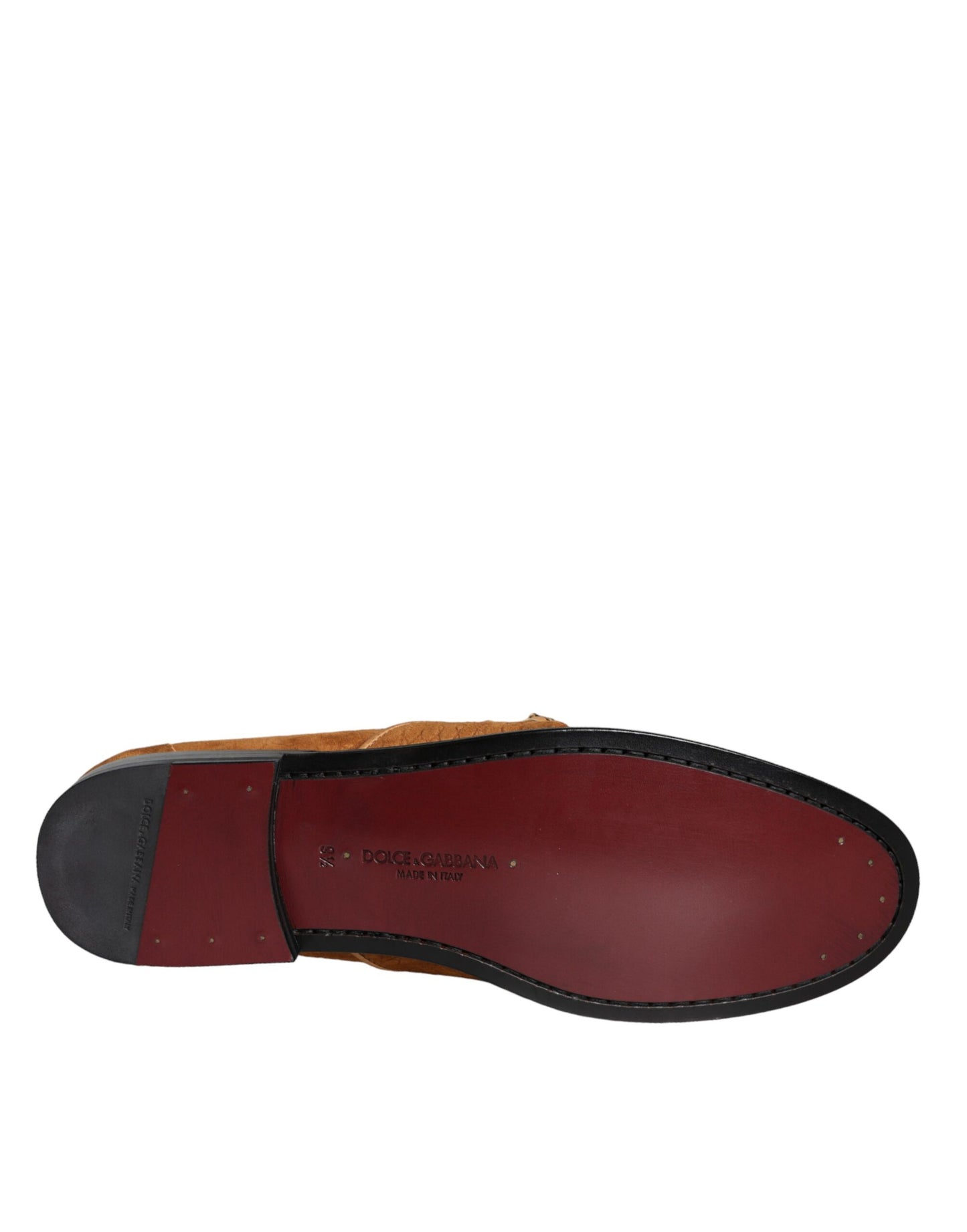 Dolce & Gabbana Bruine Fluwelen Leren Logo Mocassin Slip On Schoenen