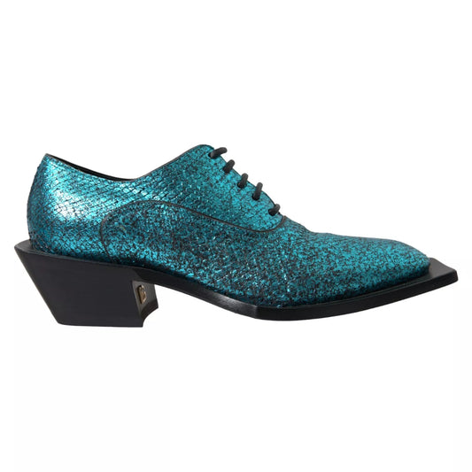 Dolce & Gabbana Blauwe leren Derby blokhakken nette schoenen