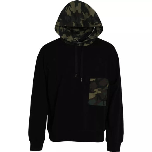 Dolce & Gabbana Zwarte Camouflage Capuchon Sweatshirt Trui