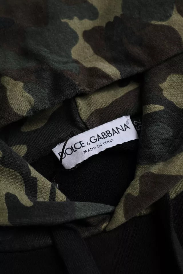 Dolce & Gabbana Zwarte Camouflage Capuchon Sweatshirt Trui